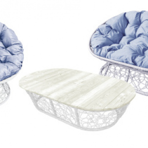 Комплект ''Мамасан'' с ротангом Белый / Под заказ